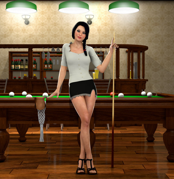 台球桌上的美女图片下载
