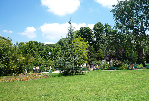 巴黎的夏日午餐:人们在公园里放松图片下载