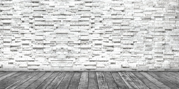 白灰单色砖墙木纹地板舞台图片下载