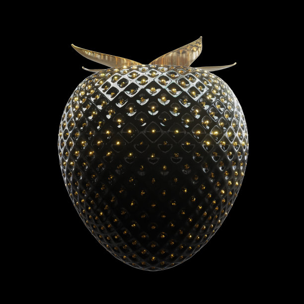 黑金色草莓3d插图图片下载