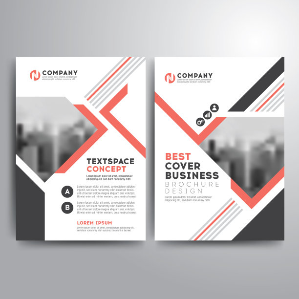 商业封面宣传册模板红灰色几何形状图片下载
