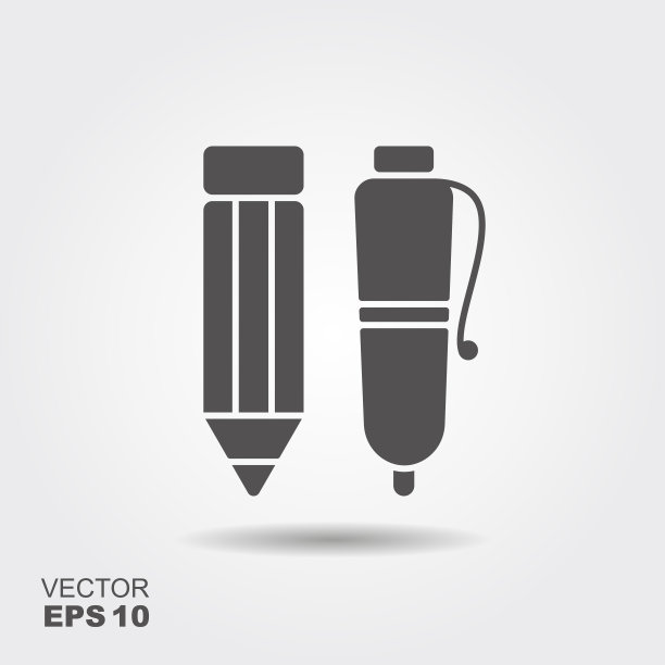 平面图标钢笔和铅笔。图片下载