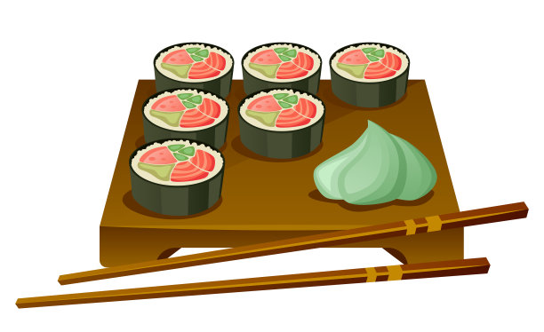 寿司用筷子放在盘子里图片下载