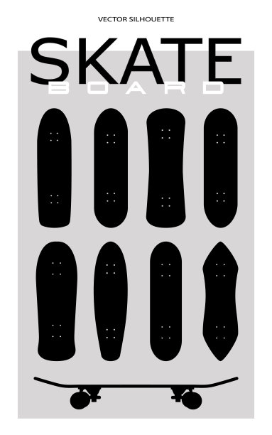 滑板矢量剪影集图片下载
