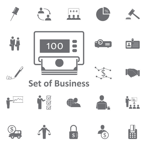 从自动取款机上取钱简单元素说明。商业图片下载