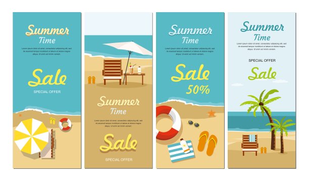 设置夏季销售网页横幅度假和旅游图片下载