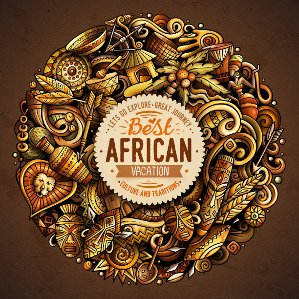 卡通矢量涂鸦非洲插图图片下载