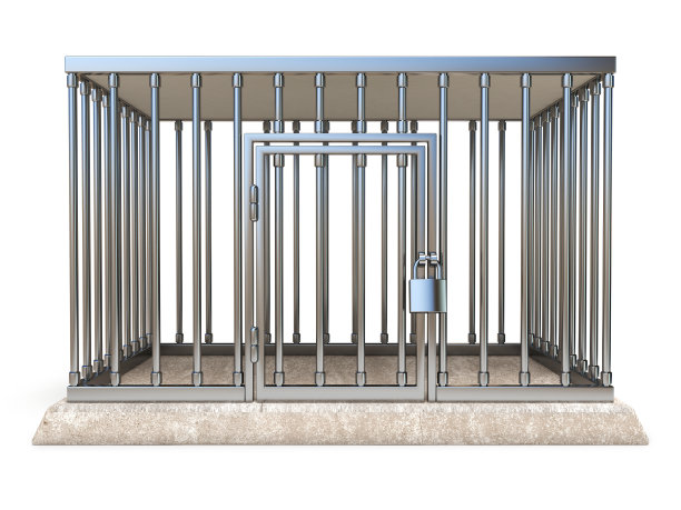 金属笼与锁前视图3D图片下载