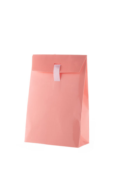 粉色纸袋包装的广告和品牌。一种纸袋。图片下载