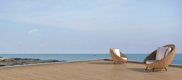 海滩生活休息室和Sundeck豪华现代海上/ 3d渲染图片下载