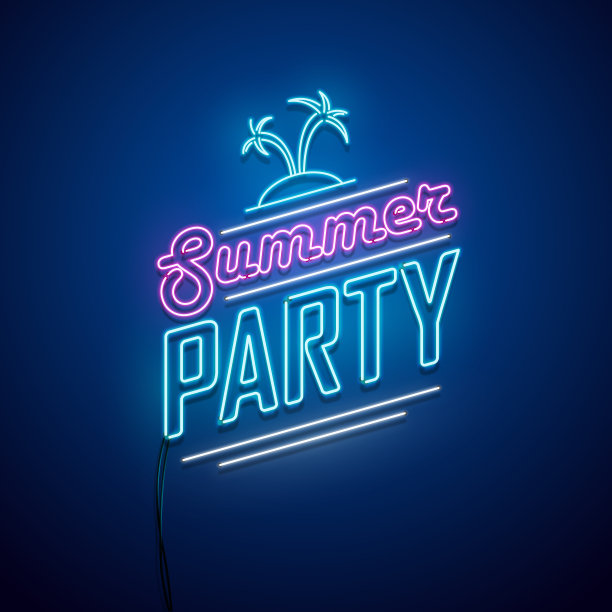 夏日派对霓虹招牌图片下载