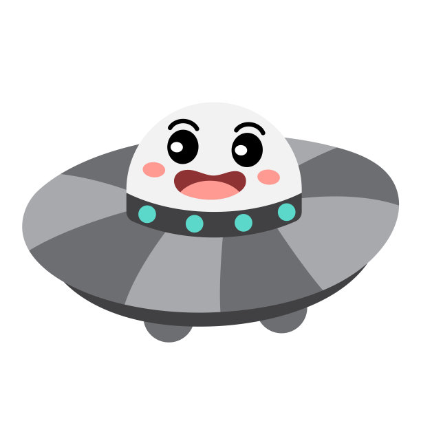 飞碟运输卡通人物透视视图矢量插图图片下载