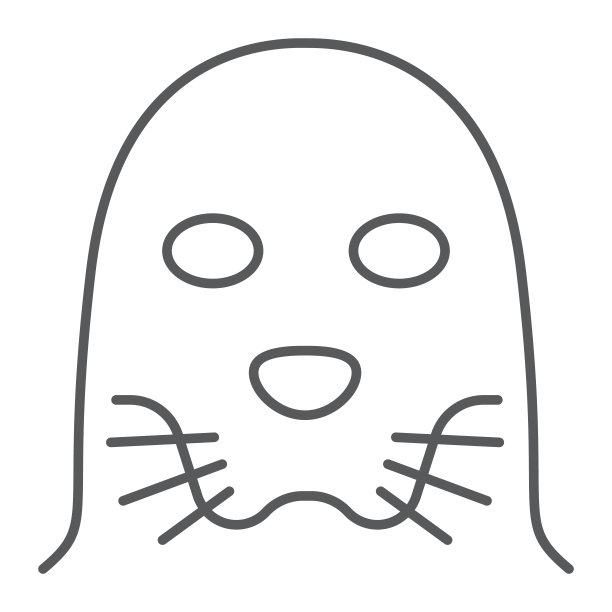 海豹细线图标，动物和动物园，哺乳动物et符号矢量图形，白色背景上的线性图案，eps 10。图片下载