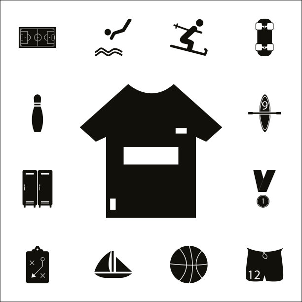 运动足球t恤图标。详细的一套运动图标。优质的平面设计标志。收藏图标之一的网站，网页设计，移动应用程序图片下载