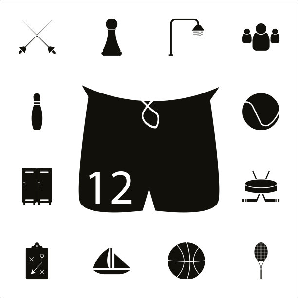 短裤图标。详细的一套运动图标。优质的平面设计标志。收藏图标之一的网站，网页设计，移动应用程序图片下载