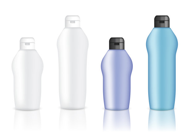 模拟现实的白色，蓝色和紫色瓶子设置背景插图图片下载