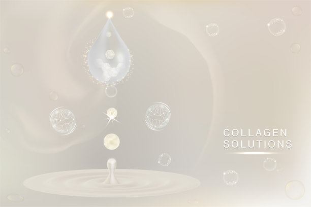 白色胶原蛋白滴液，化妆品广告背景即用，奢侈护肤广告图片下载