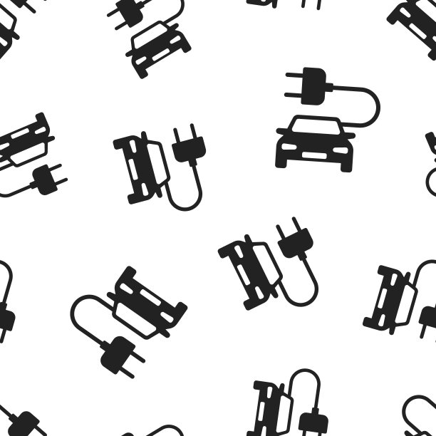 电动汽车图标无缝图案背景。商业概念矢量插图。电动汽车汽车符号图案。图片下载