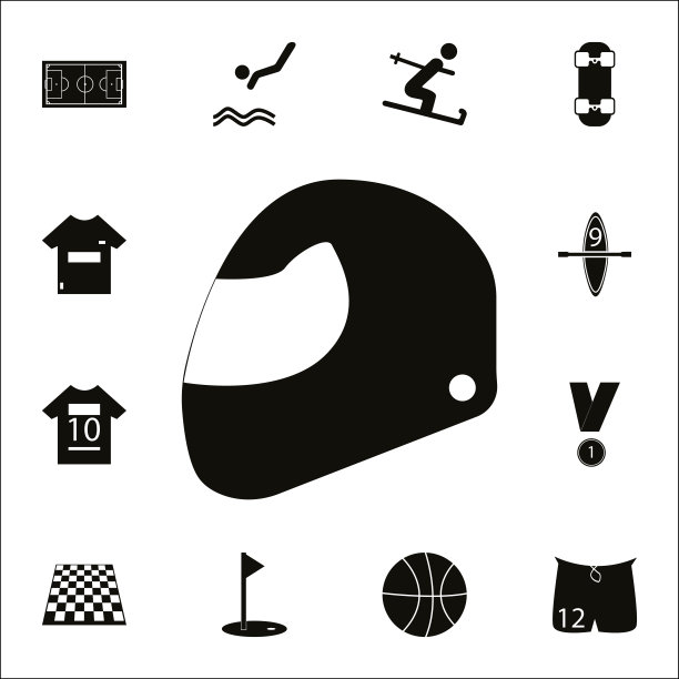 摩托车头盔图标。详细的一套运动图标。优质的平面设计标志。收藏图标之一的网站，网页设计，移动应用程序图片下载