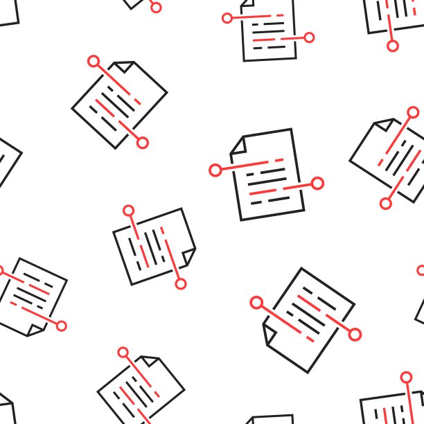 文档纸图标无缝模式背景。商业概念矢量插图。条款表文档分析符号模式。图片下载