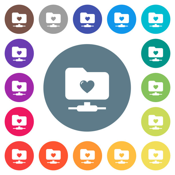 最喜欢的FTP平面白色图标在圆形背景图片下载