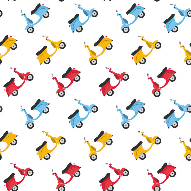 有趣的滑板车无缝模式背景图片下载