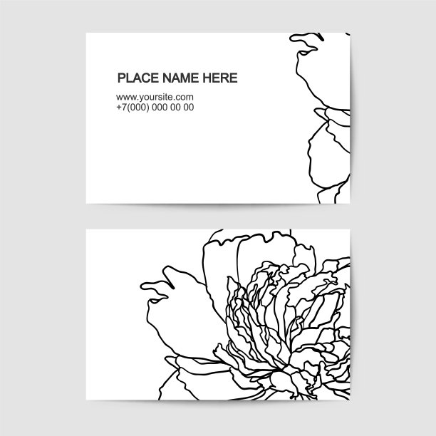 访问卡模板与牡丹线形花图片下载