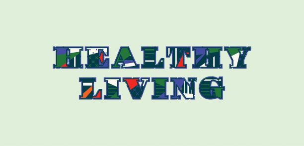 健康生活概念词艺术插画图片下载