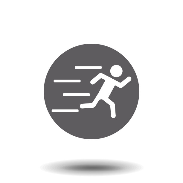 跑步者图标。矢量样式是扁平的图标符号与圆角，灰色颜色，白色背景。图片下载