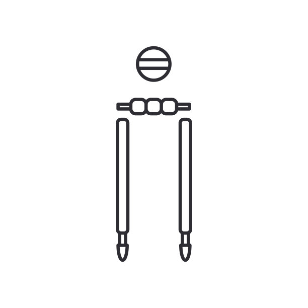 线矢量图标木板球门，球，球门。运动器材成功的象征。体育比赛活动。搅拌器投手,捕手。英国大学的游戏。得分。复古风格的插图元素图片下载