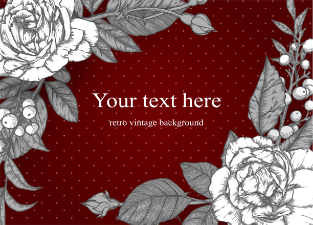 复古背景，维多利亚时代手绘玫瑰图片下载