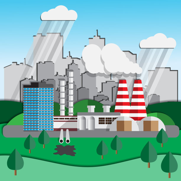 以城市为背景的工厂。图片下载