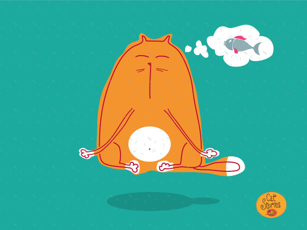 红猫擅长冥想、瑜伽、悬浮和思考鱼图片下载