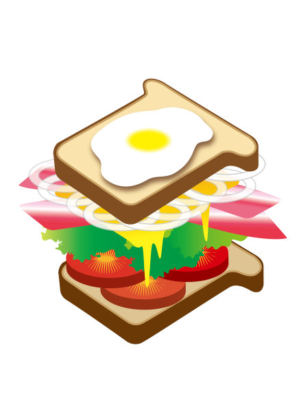 彩色三明治白色背景图片下载