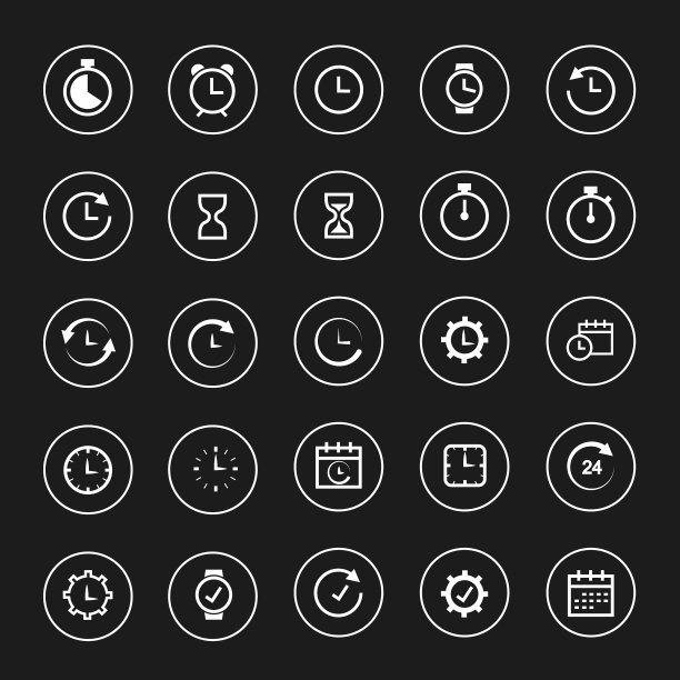 与时间相关的图标设置图片下载