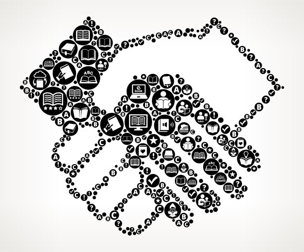 握手书和阅读图标模式背景图片下载