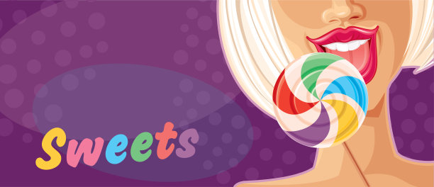 糖果。拿着棒棒糖的金发女孩。图片下载