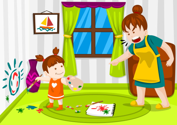 女孩在墙上画画图片下载