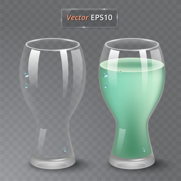 果汁和一个空杯子。有机水果饮料。健康的饮食习惯。干净的吃。装饮料的高脚杯。透明照片现实的矢量插图。图片下载