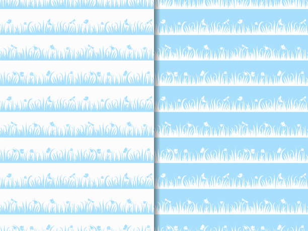 花卉无缝图案，蝴蝶，甲虫，蜻蜓在草，昆虫图片下载