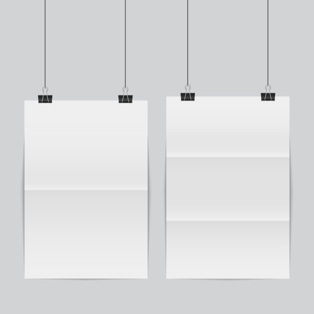 白色海报挂在活页夹上。矢量插图。图片下载