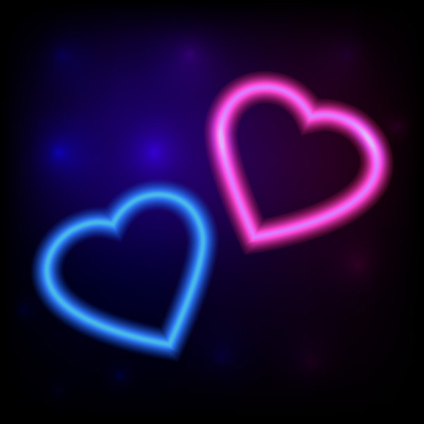 明亮的心。霓虹灯。复古的霓虹灯的心。为您的设计做好准备图片下载