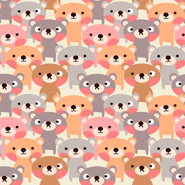 可爱的小熊无缝图案向量图片下载