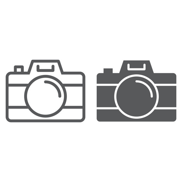 相机线和字形图标，旅游和旅游，照片标志矢量图形，线性模式上的白色背景，eps 10。图片下载