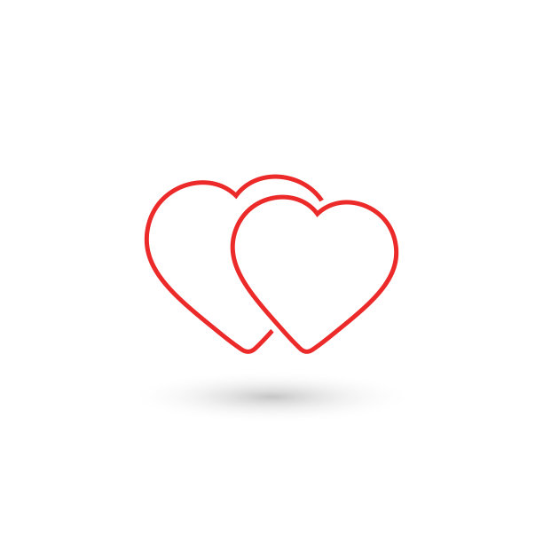 两颗心的图标轮廓，矢量。图片下载