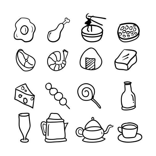 食物和饮料图标设置图片下载