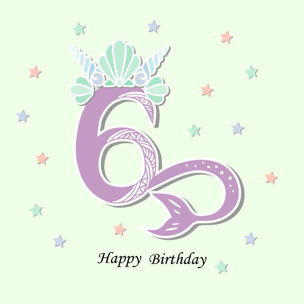 6号，美人鱼尾巴和贝壳皇冠。图片下载