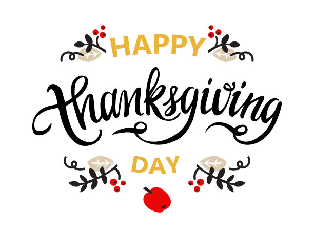 感恩节快乐手绘排版海报。感恩节贺卡。矢量书法字母，标志，符号，横幅。图片下载