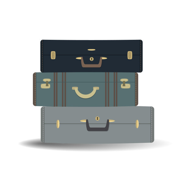 三个手提箱被孤立在白色的背景上图片下载