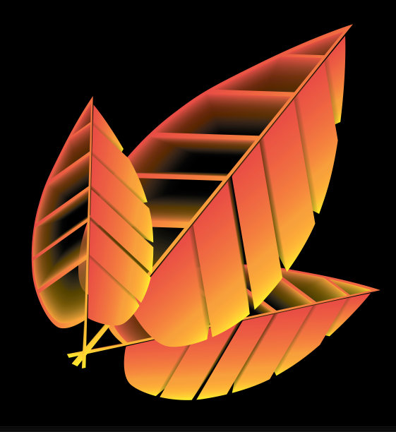 三棵枯黄的树的叶子映衬着黑色的背景图片下载